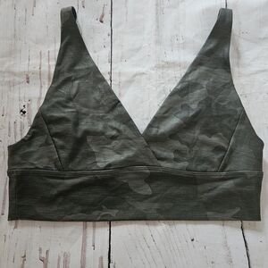 Prana Women's Green Athletic Camouflage Sports Bra Size Medium